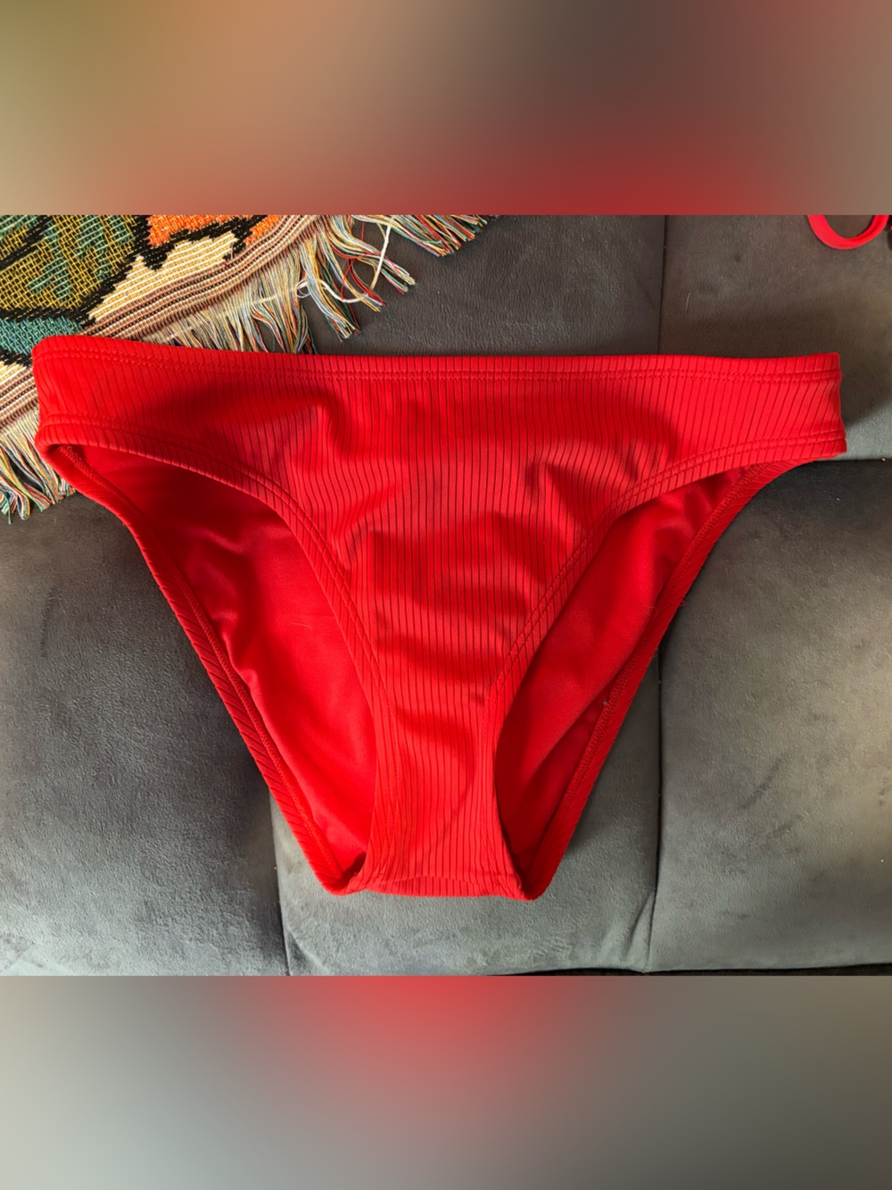Target Red Ribbed Racerback Bikini Top